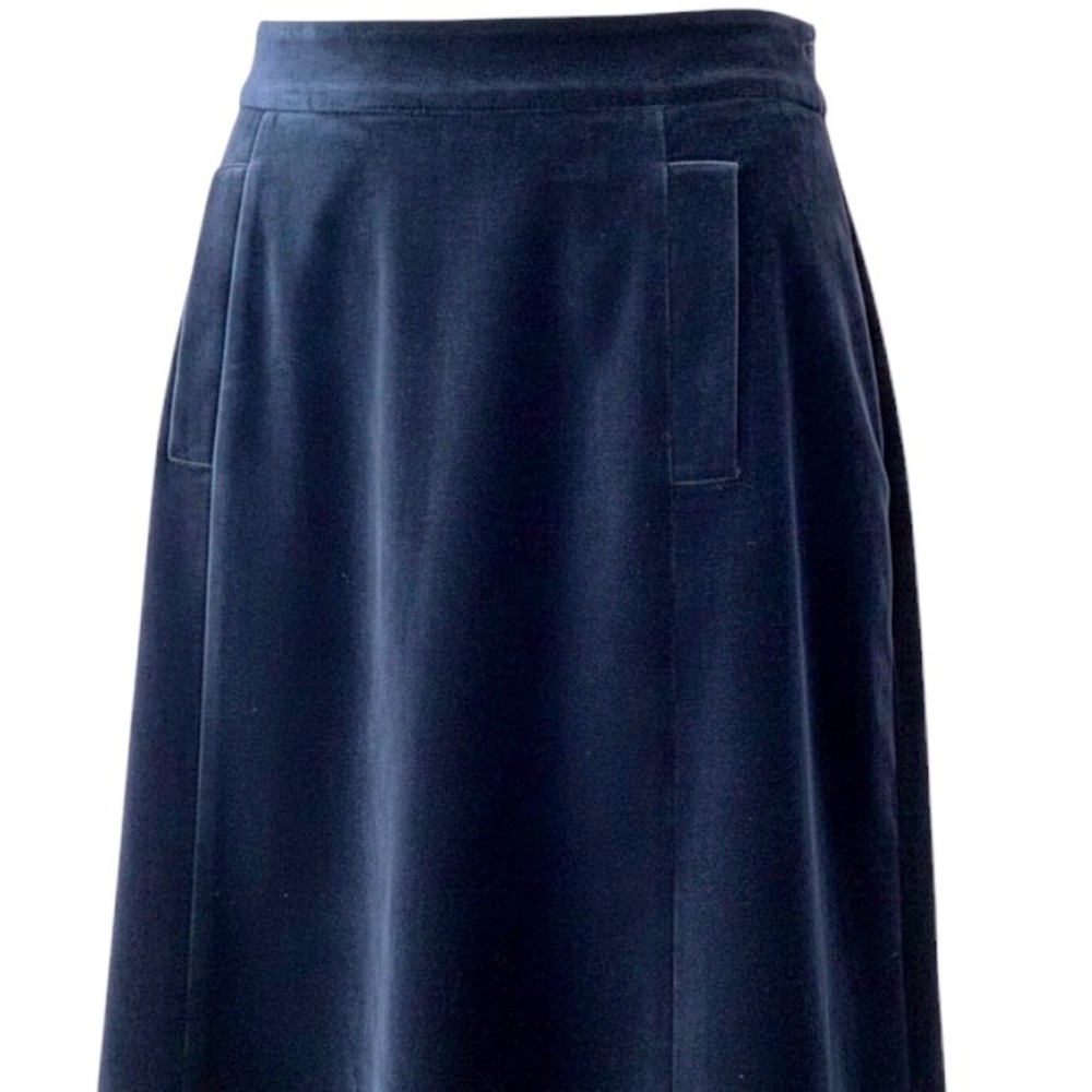 Ann Taylor Petite Navy Blue Velvet Mini Skirt Size 6P Pocketed Holiday Evening